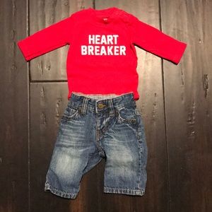 Carter’s ‘Heartbreaker’ Onesie w/Babygap Denim 3m